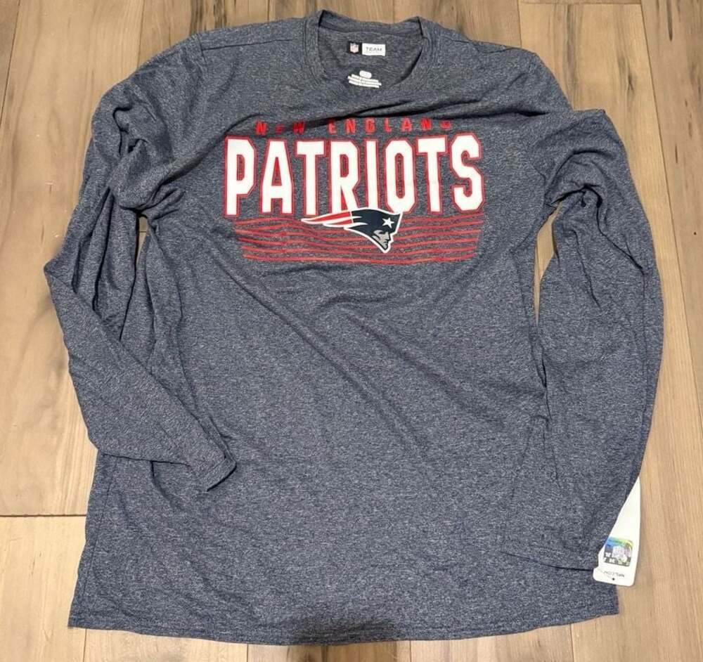NFL Team Apparel New England Patriots Long Sleeve Heathered Blue T-Shirt